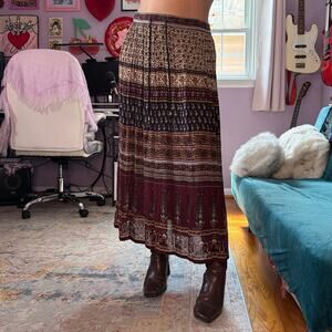 Deadstock Vintage 90s boho whimsigoth multicolored maxi skirt